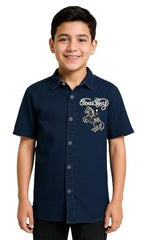 CHARCHIT Boys Half Sleeves Embroidered Shirt Navy