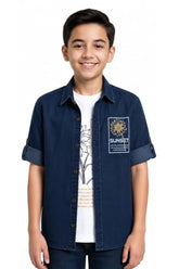 CAVIO Boys Full Sleeves Denim Casual Shirt