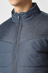 Men Navy Patterned Casual Jacket