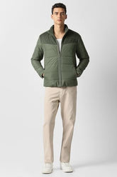 Men Olive Patterned Casual Jacket