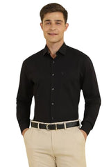 Allen Solly Men Black Slim Fit Solid Full Sleeves Formal Shirts