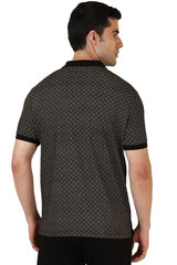 Allen Solly Men Black Printed Polo Neck T-Shirt