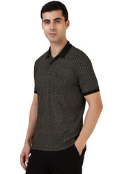 Allen Solly Men Black Printed Polo Neck T-Shirt