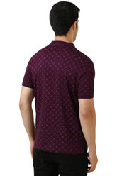 Men Purple Printed Polo Neck T-Shirt