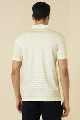 Allen Solly Men Beige Print Polo Neck T-Shirt