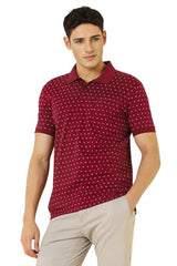 Allen Solly Men Maroon Print Polo Neck T-Shirt