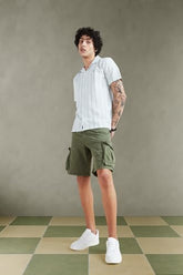 Men Olive Solid Shorts
