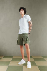 Men Olive Solid Shorts