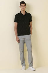 Men Black Print Polo Neck T-Shirt
