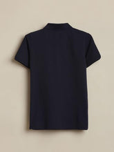 Boys Navy Solid Polo Neck T-Shirt