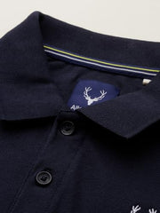 Boys Navy Solid Polo Neck T-Shirt