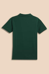 Boys Green Solid Polo Neck T-Shirt