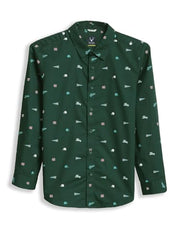 Allen Solly Boys Green Print Casual Shirt