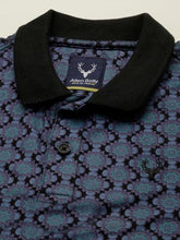 Boys Black Print Polo Neck T-Shirt