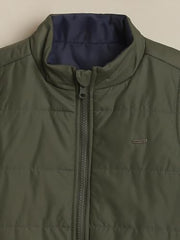 Boys Olive Solid Double sided Jacket
