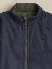 Boys Olive Solid Double sided Jacket