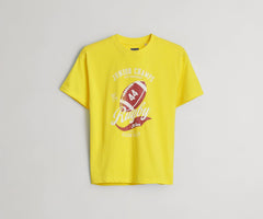 Boys Yellow Graphic Print Crew Neck T-Shirt