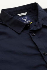 Boys Navy Solid Casual Shirt