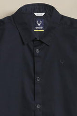 Boys Navy Solid Casual Shirt