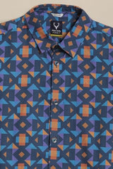 Boys Blue Print Casual Shirt