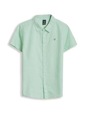 Boys Green Solid Casual Shirt