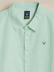 Boys Green Solid Casual Shirt