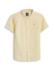 Boys Yellow Solid Casual Shirt