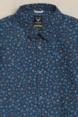 Boys Navy Print Casual Shirt