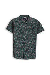 Boys Green Print Casual Shirt