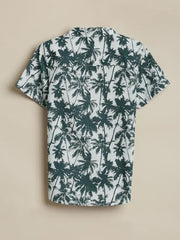 Boys White Print Casual Shirt