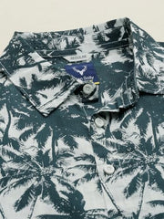 Boys White Print Casual Shirt
