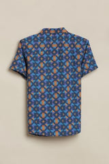 Boys Blue Print Casual Shirt