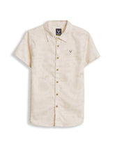 Boys Beige Print Casual Shirt