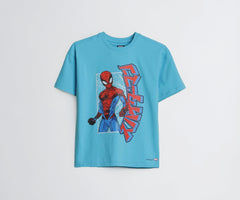 Boys Light Blue Graphic Print Crew Neck T-Shirt