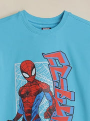 Boys Light Blue Graphic Print Crew Neck T-Shirt