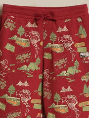 Allen Solly Boys Red Print Track Pants