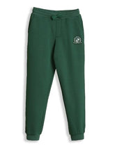 Boys Green Solid Track Pants