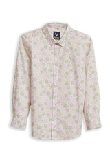 Boys Beige Print Casual Shirt