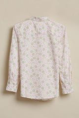 Boys Beige Print Casual Shirt