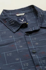 Boys Navy Print Casual Shirt