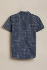 Boys Navy Print Casual Shirt