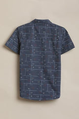 Boys Navy Print Casual Shirt
