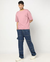 GAP Men's Embroidered Half Sleeve Round Neck Oversized fit T-Shirt
