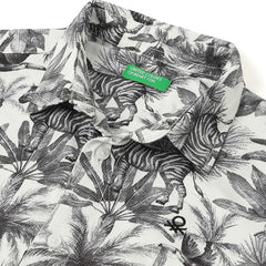 United Colors of Benetton Regular Fit Spread Collar Tropical Printed Shirt