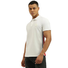 United Colors of Benetton Relaxed Fit Textured Knit Tape Pique Polo T-Shirt (Size: M)-25A3089J3549I101 White