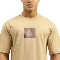 United Colors of Benetton Men's Printed Oversized Fit Tshirt (25A3099J3507IMK1_Beige