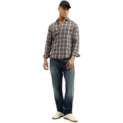 United Colors of Benetton Regular Fit Spread Collar Checkered Brushed Check Shirt (Size: M)-25A5CH325TWLI902 Grey