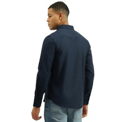 United Colors of Benetton Regular Fit Button Down Collar Solid Shirt (Size: 2XL)-25A5SO350PLNI901 Blue