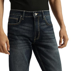 United Colors of Benetton Washed Slim Tapered Fit Jeans (Size: 28) - 25A4MBOO5034I901 Blue
