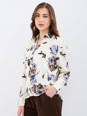 Spykar Off White Regular Fit Casual Shirts for Women